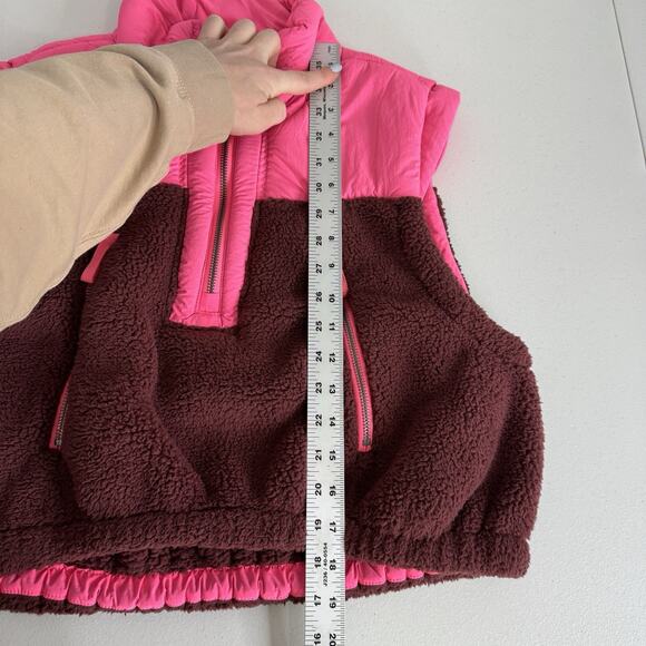 Free People Movement Journey Ahead Vest Jacket Women XS Pink Sherpa Fleece Plush - Picture 10 of 12
